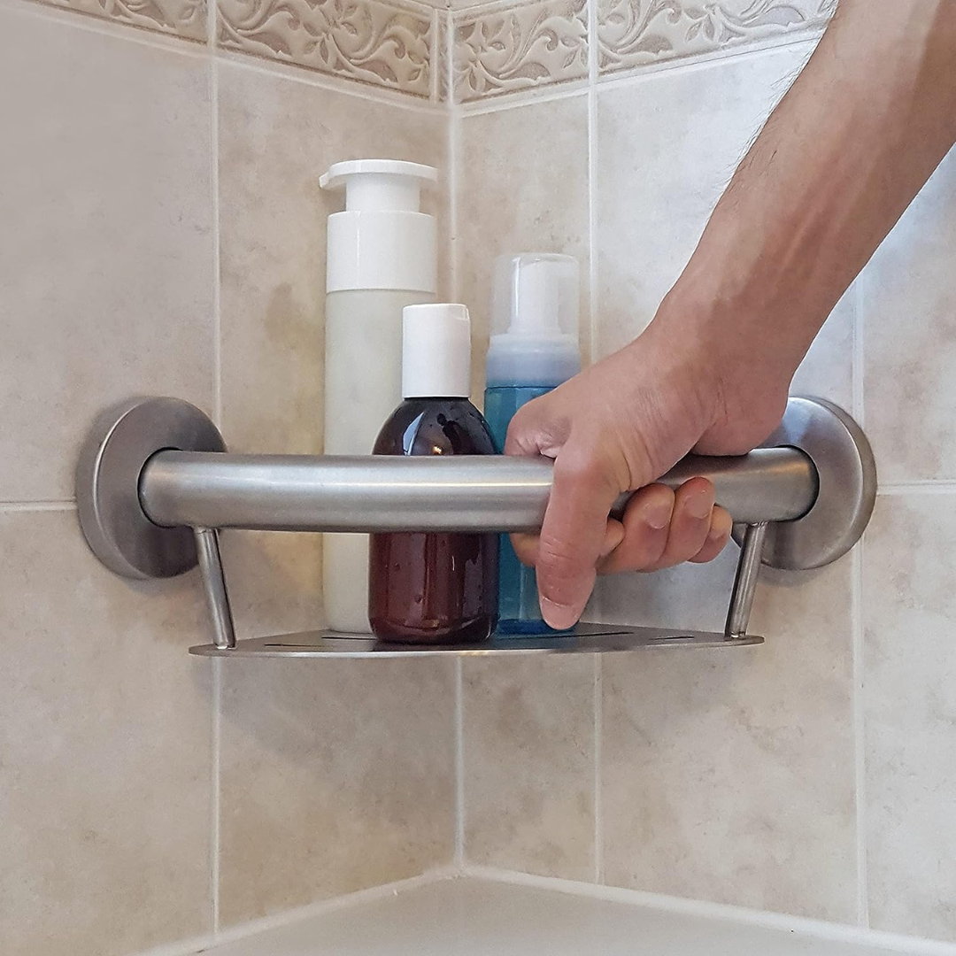 HealthCraft Plus Series Bathroom Grab Bar & Corner Shelf - primehubstore.shop Grab Bars & Safety Rails