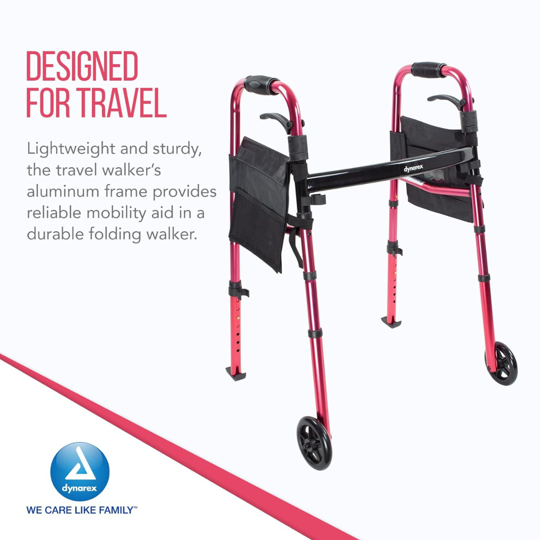 Dynarex Folding Lightweight Travel Walker - Paddle Release - primehubstore.shop Paddle Walkers