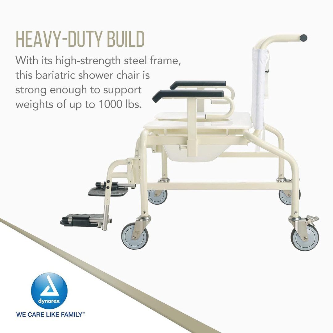 Dynarex Bariatric Bari+Max HD Mobile Shower Chairs - 1,000 lb Capacity - primehubstore.shop 