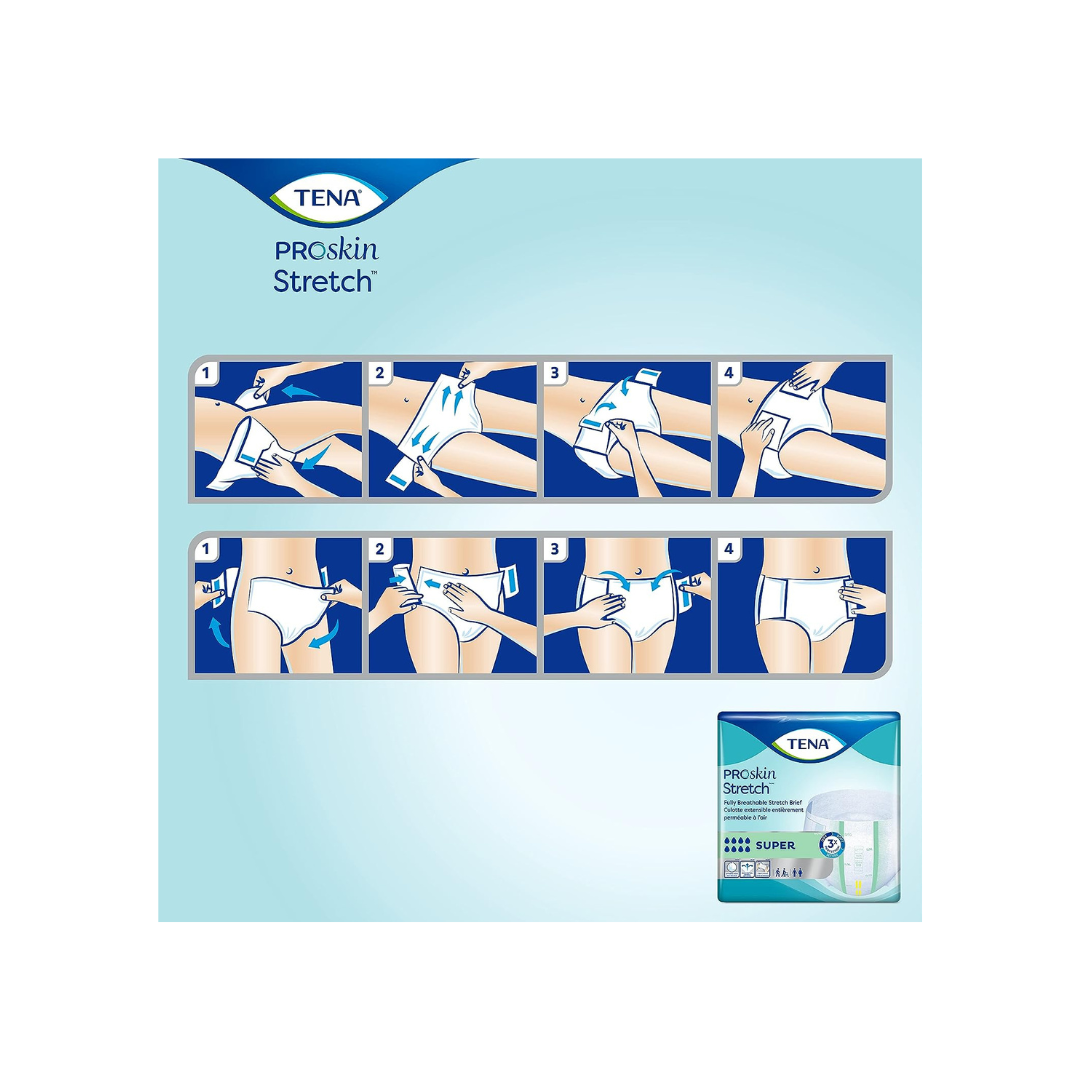 TENA Proskin Stretch Super Disposable Unisex Briefs - Heavy Absorbency - primehubstore.shop Incontinence