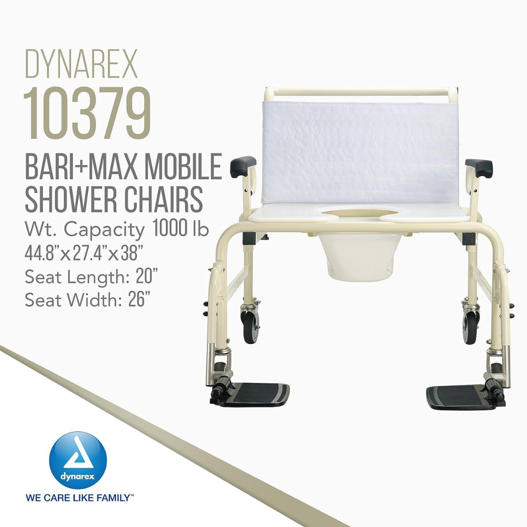 Dynarex Bariatric Bari+Max HD Mobile Shower Chairs - 1,000 lb Capacity - primehubstore.shop 