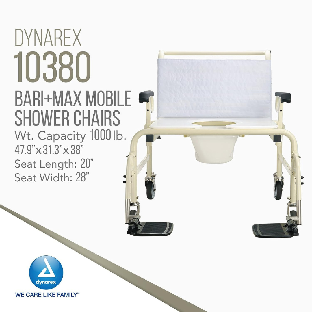 Dynarex Bariatric Bari+Max HD Mobile Shower Chairs - 1,000 lb Capacity - primehubstore.shop 