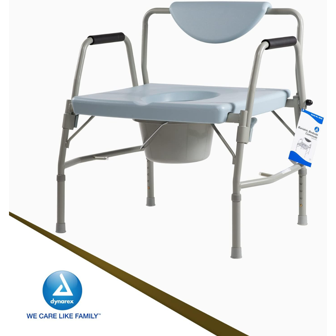 Dynarex Extra Wide Bariatric Drop Arm Bedside Commode - 650 lb Capacity - primehubstore.shop Commodes