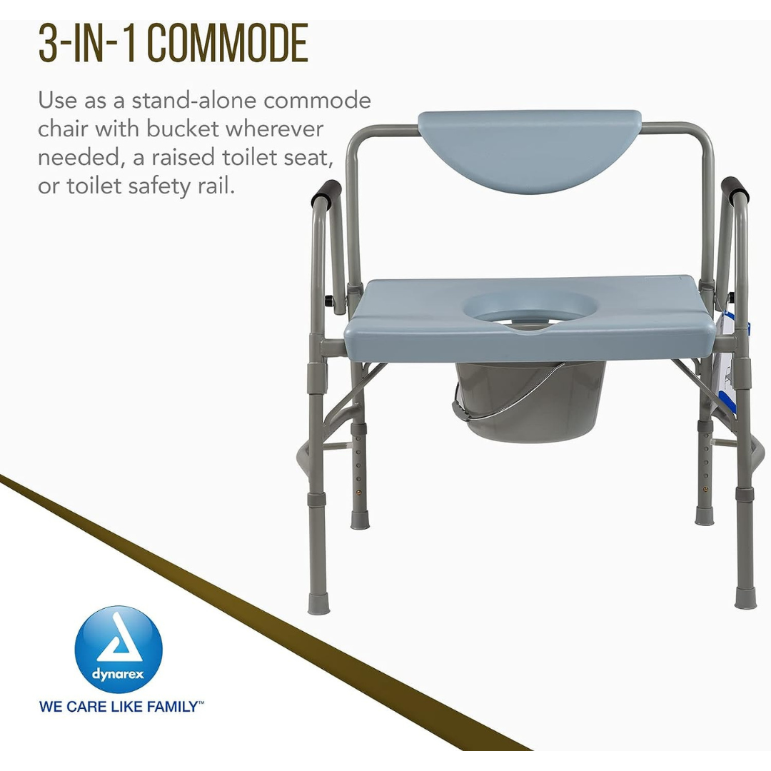Dynarex Extra Wide Bariatric Drop Arm Bedside Commode - 650 lb Capacity - primehubstore.shop Commodes