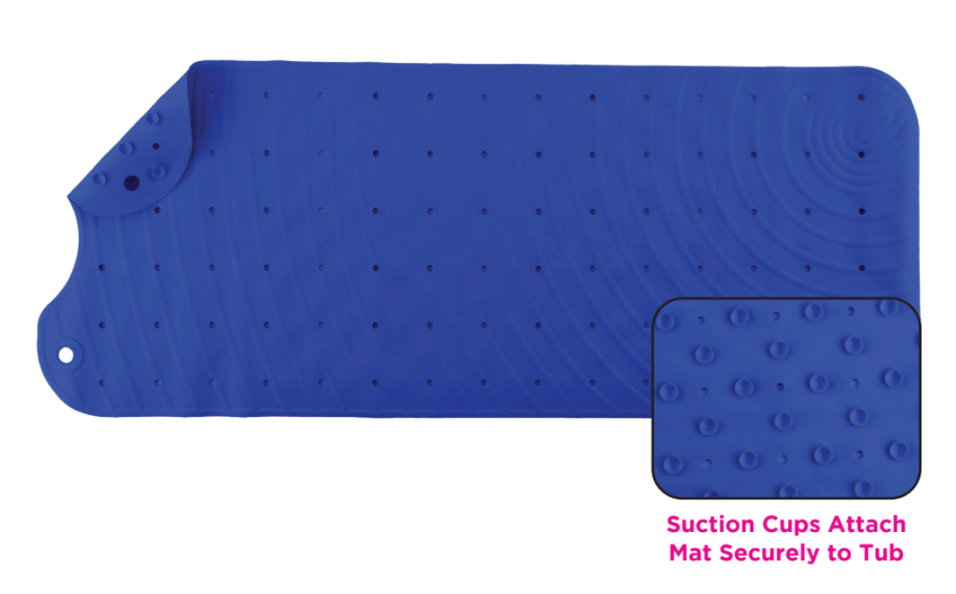 Nova Medical Non-Slip XL Bath Mat with Suction Cup Grip - Blue - primehubstore.shop Shower Mats