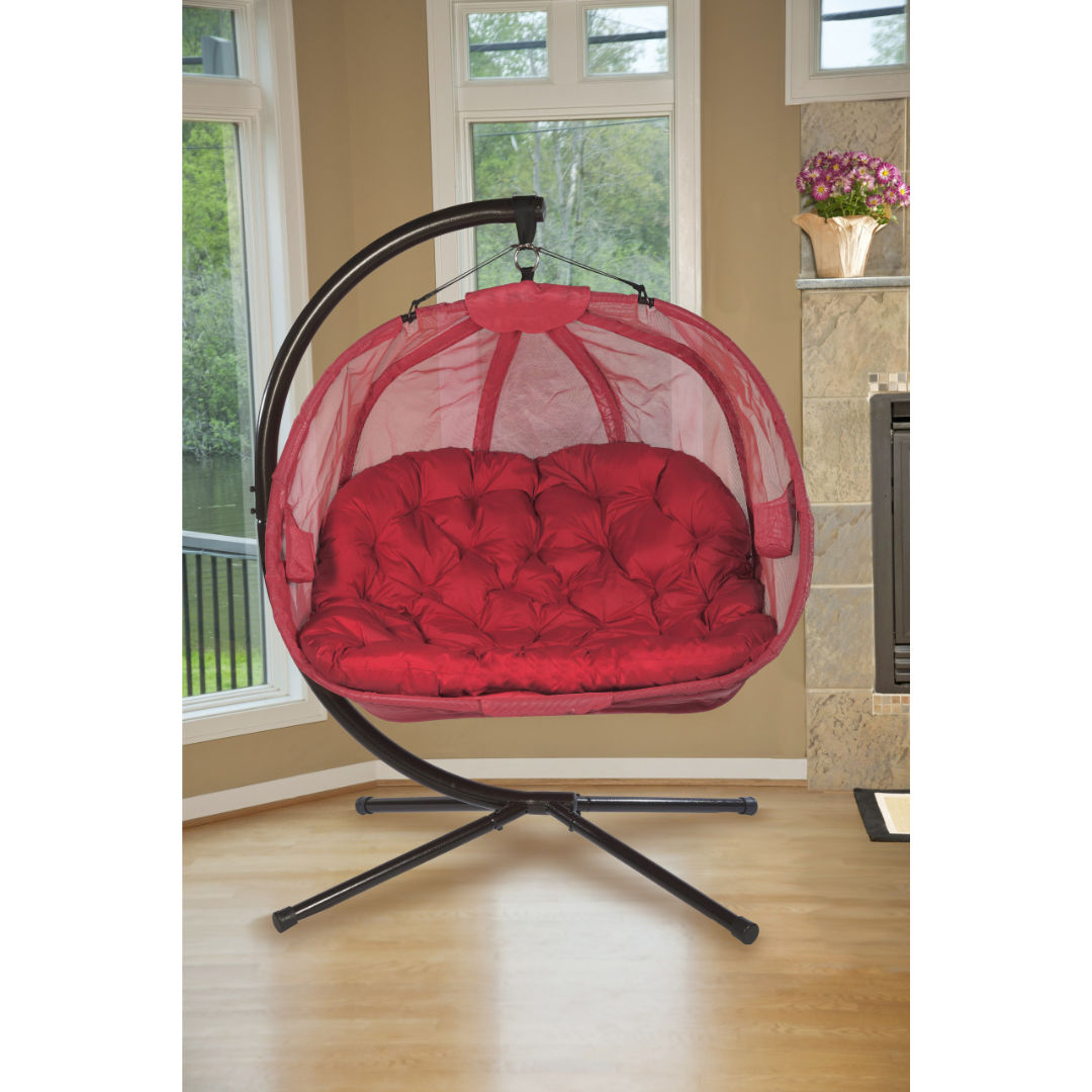 Flower House Hanging Pumpkin Loveseat Chair with Stand - Indoor & Outdoor - primehubstore.shop Hanging Chairs