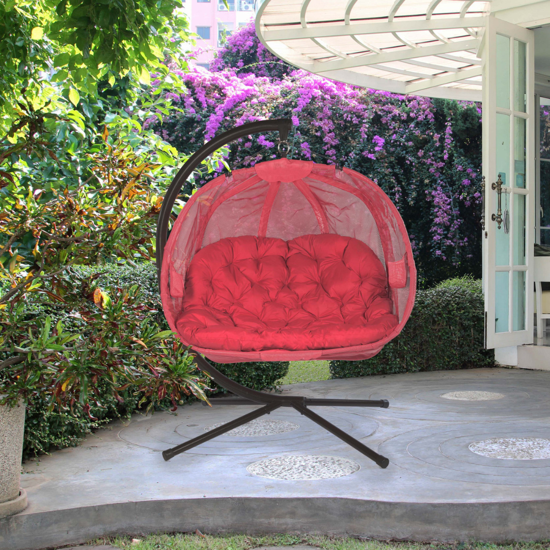 Flower House Hanging Pumpkin Loveseat Chair with Stand - Indoor & Outdoor - primehubstore.shop Hanging Chairs