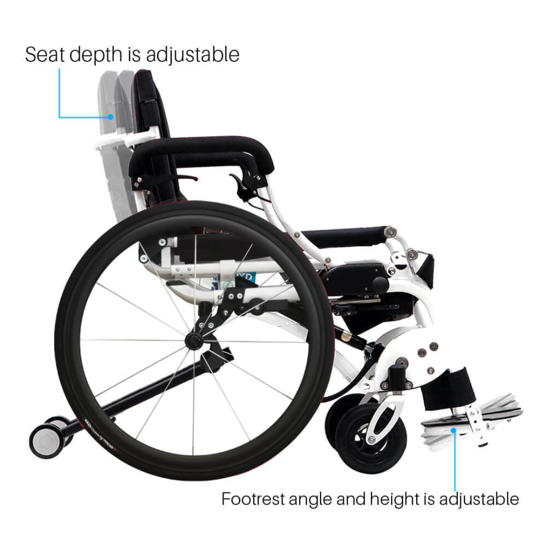 Foldawheel Leo II Lightest Manual Standing Power Wheelchairs - Weighs Only 59 Lbs - primehubstore.shop Wheelchairs