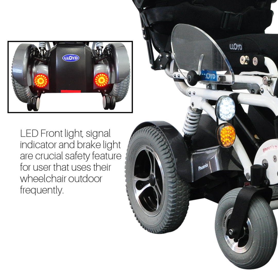 Foldawheel Phoenix II Electric Standing Power Wheelchair with Recline and 18.5 Mile Range - primehubstore.shop Power Chairs