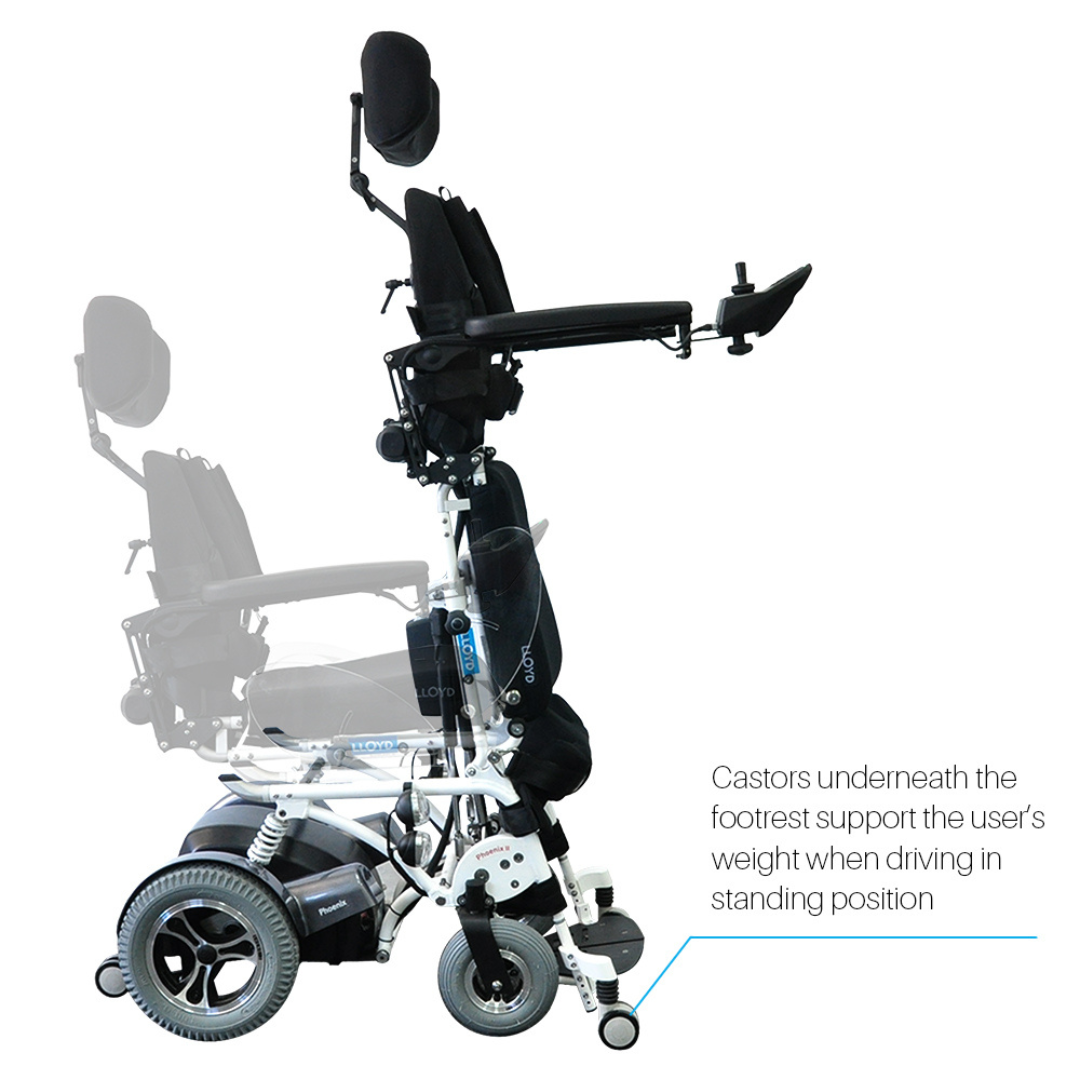 Foldawheel Phoenix II Electric Standing Power Wheelchair with Recline and 18.5 Mile Range - primehubstore.shop Power Chairs