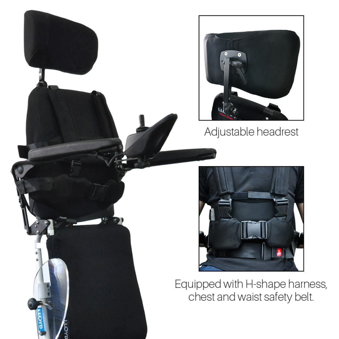 Foldawheel Phoenix II Electric Standing Power Wheelchair with Recline and 18.5 Mile Range - primehubstore.shop Power Chairs