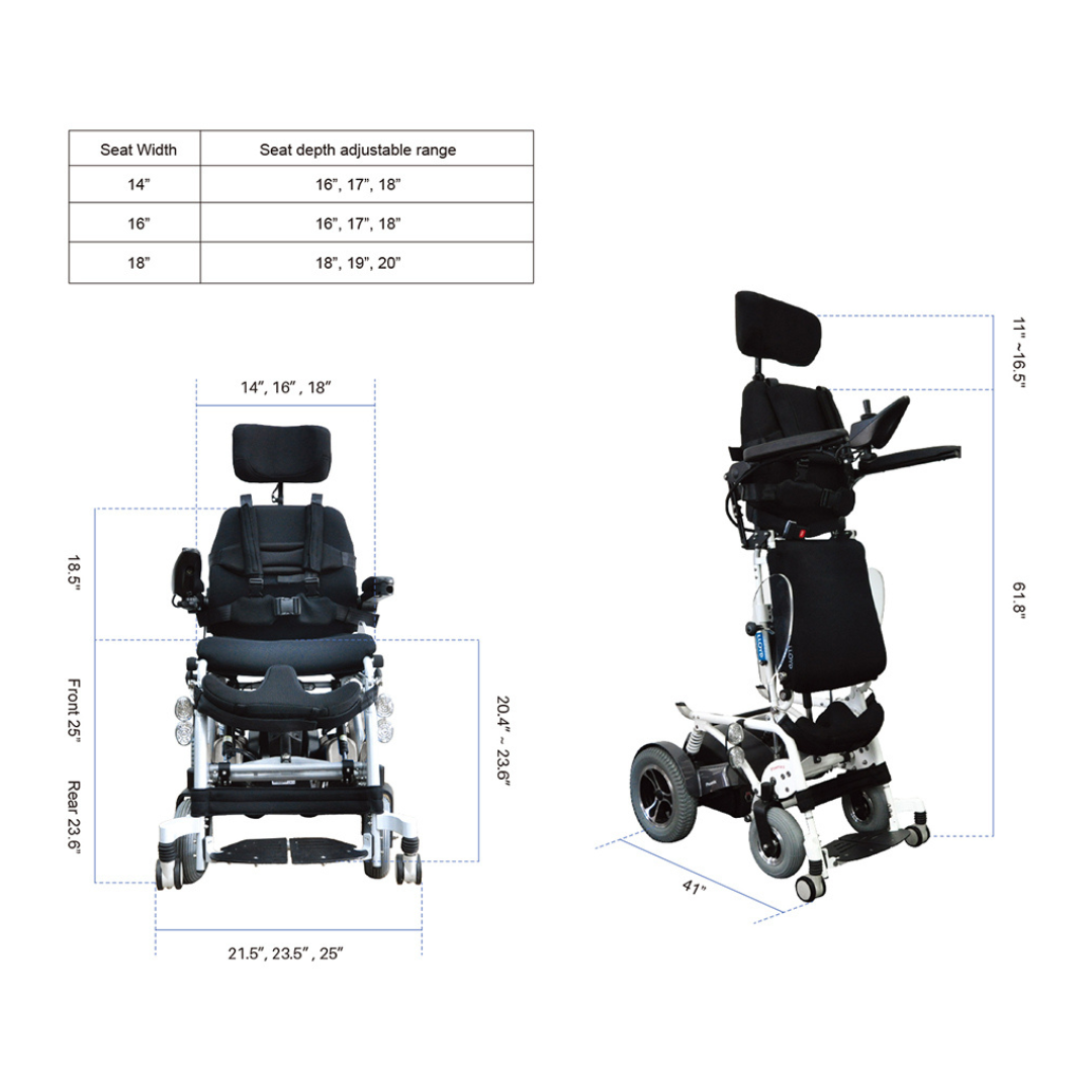 Foldawheel Phoenix II Electric Standing Power Wheelchair with Recline and 18.5 Mile Range - primehubstore.shop Power Chairs