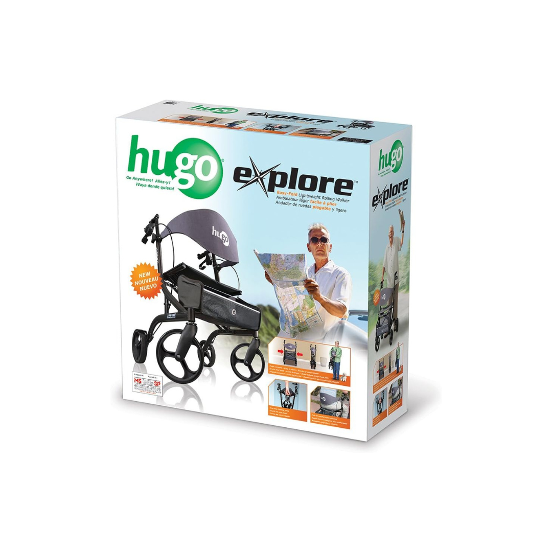 Hugo eXplore Side-Fold Rolling Walker Rollator with Seat - primehubstore.shop Rollators