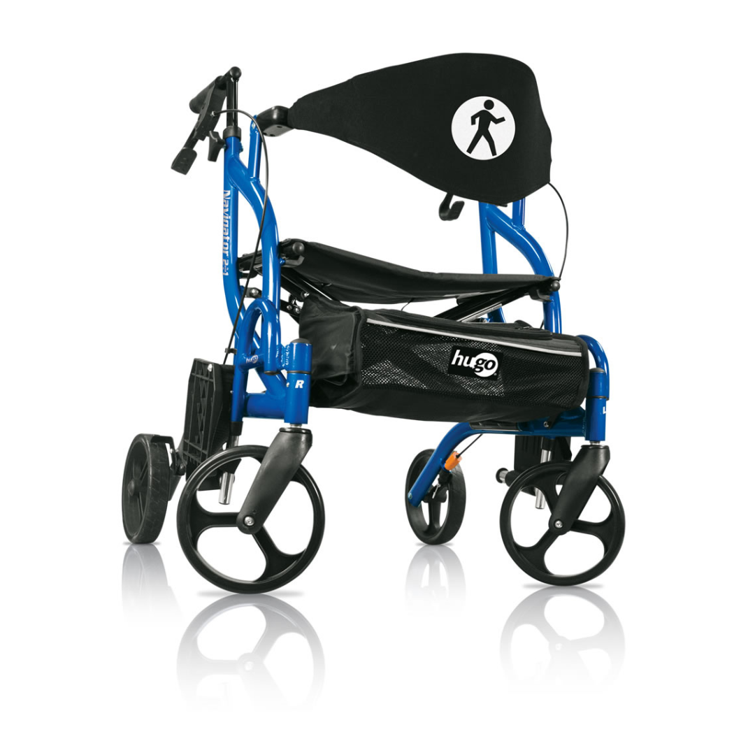 Hugo Hybrid Navigator Side-Folding Rolling Walker & Transport Chair - primehubstore.shop Hybrid Transport Chair/Rollators