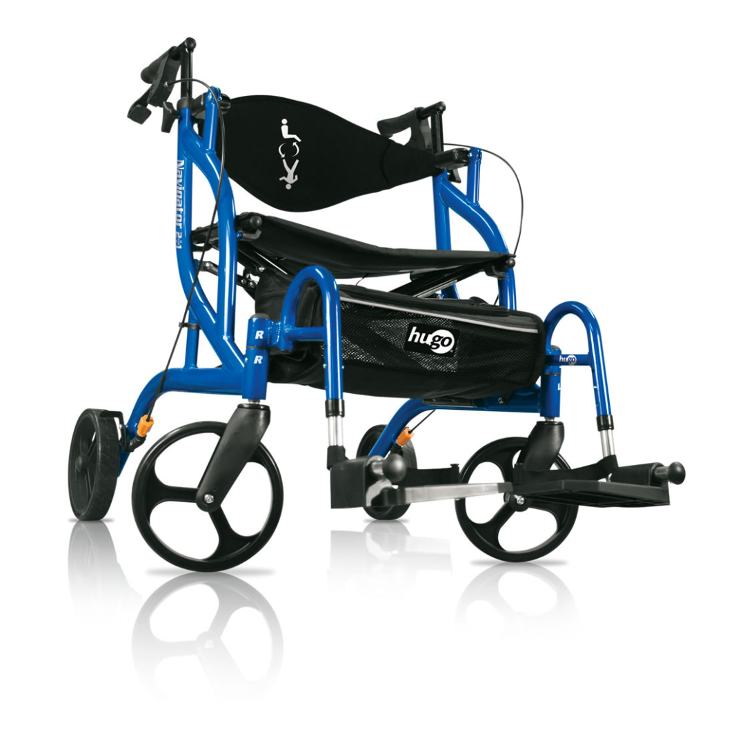 Hugo Hybrid Navigator Side-Folding Rolling Walker & Transport Chair - primehubstore.shop Hybrid Transport Chair/Rollators