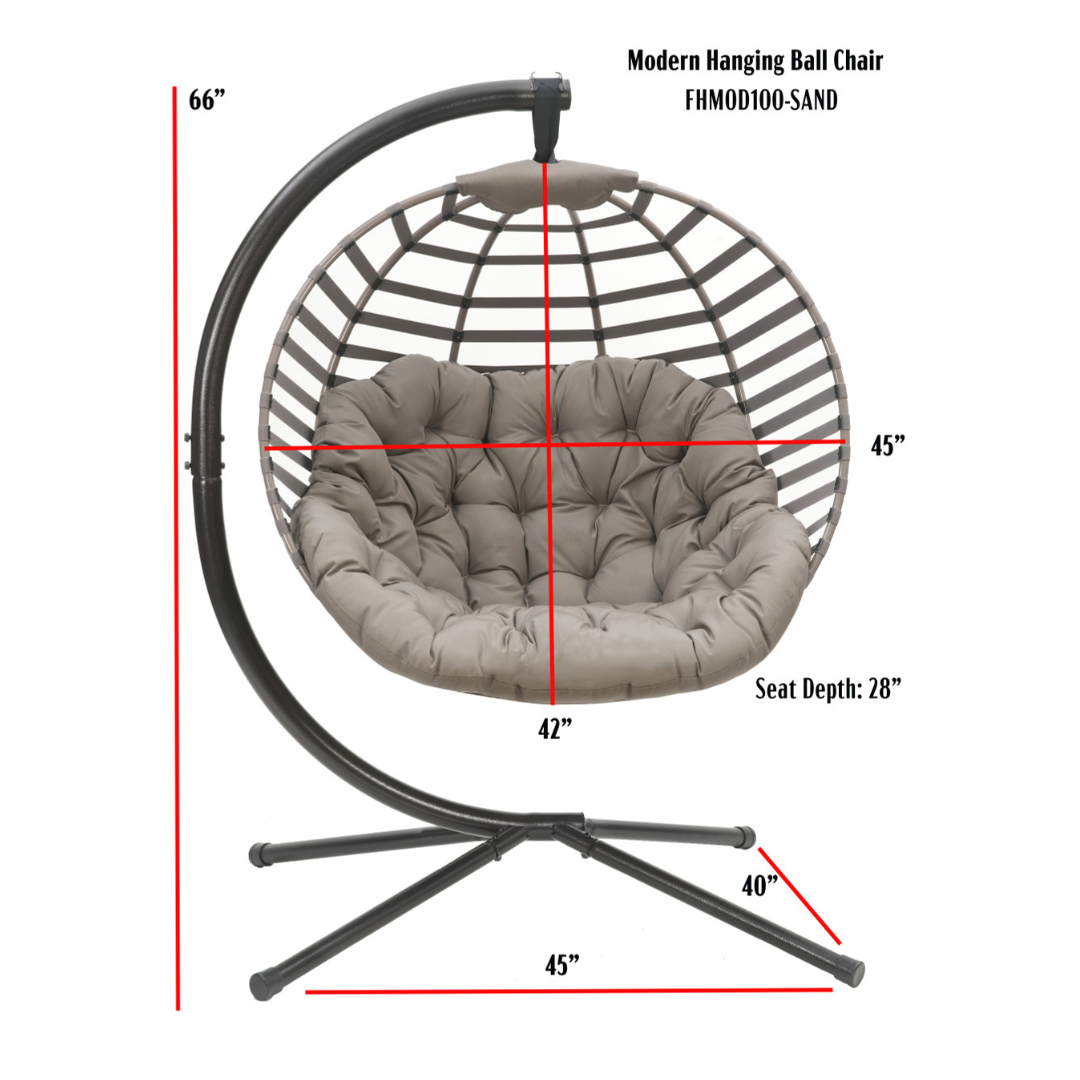FlowerHouse Ball Hanging Indoor/Outdoor Chair W/Stand - Sand - primehubstore.shop Hanging Chairs