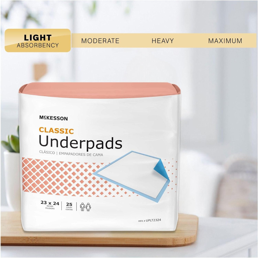 McKesson Classic Lite Underpads - Disposable Lite Absorbency - primehubstore.shop Underpads