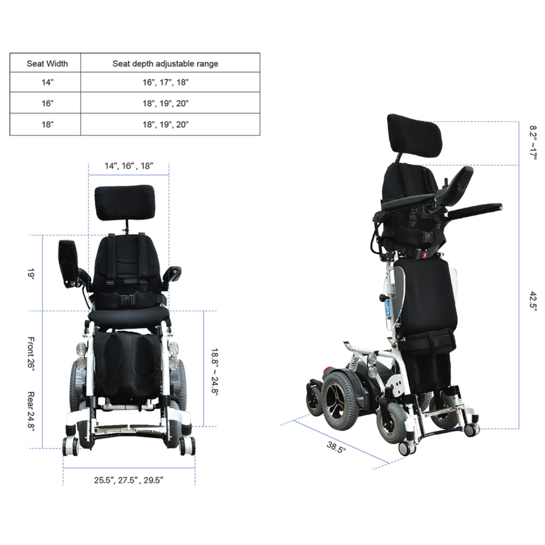 Foldawheel Draco Electric Standing Power Wheelchair with Lie Down, Stand, Sit and Recline Positions - primehubstore.shop Power Chairs