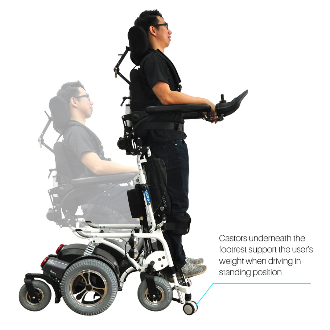 Foldawheel Draco Electric Standing Power Wheelchair with Lie Down, Stand, Sit and Recline Positions - primehubstore.shop Power Chairs