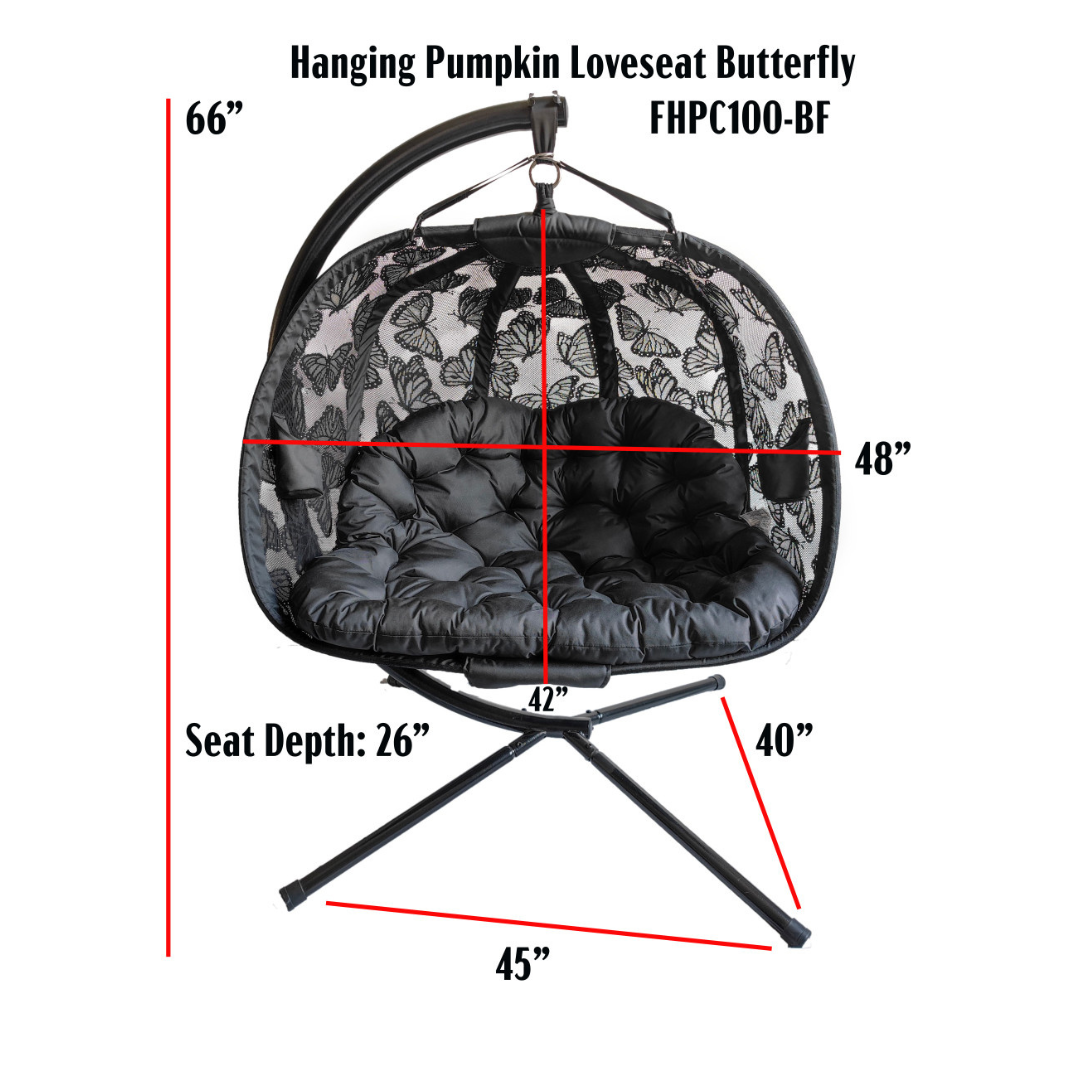 FlowerHouse Hanging Pumpkin Loveseat W/ Stand - Indoor & Outdoor - primehubstore.shop Hanging Chairs