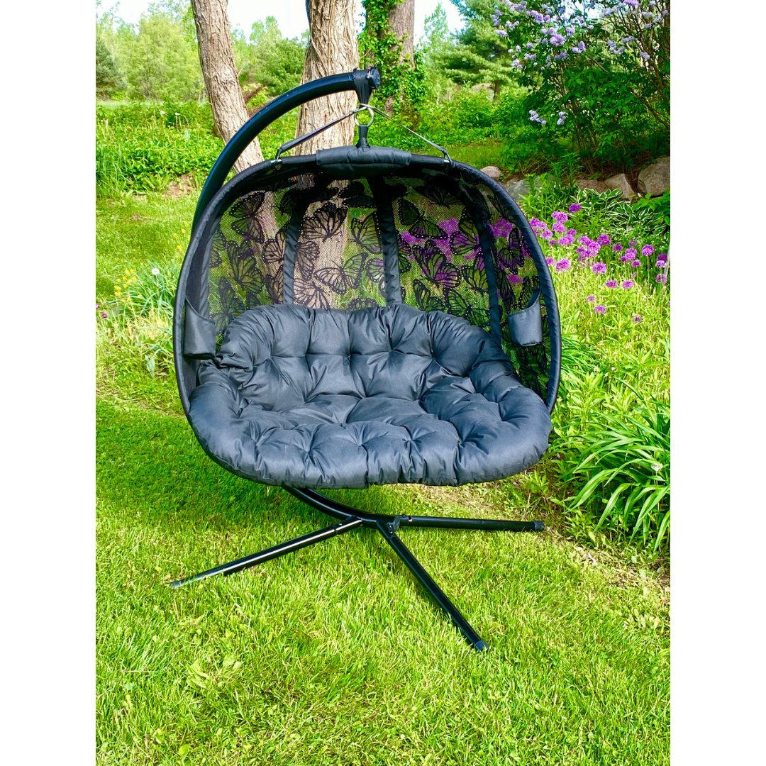 FlowerHouse Hanging Pumpkin Loveseat W/ Stand - Indoor & Outdoor - primehubstore.shop Hanging Chairs