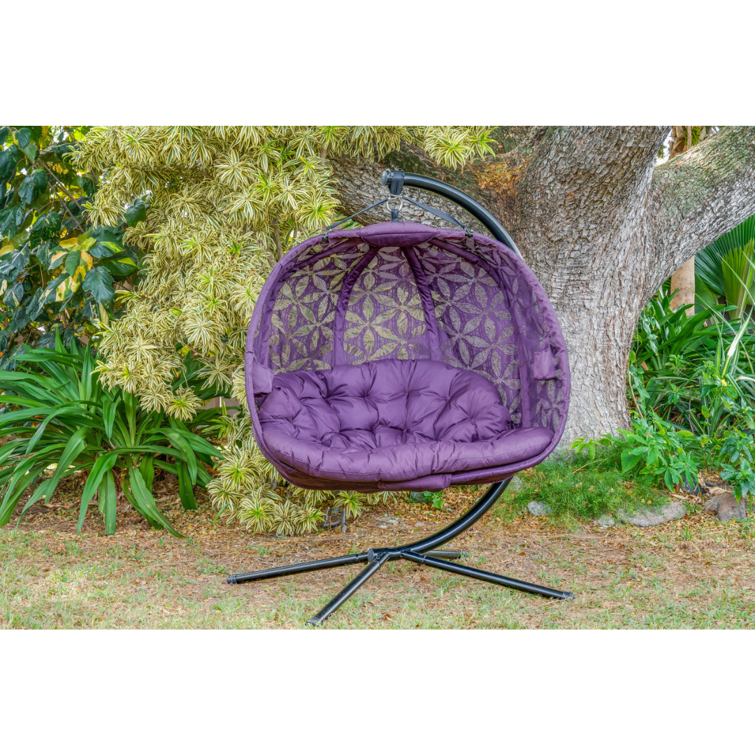 FlowerHouse Hanging Pumpkin Loveseat W/ Stand - Indoor & Outdoor - primehubstore.shop Hanging Chairs