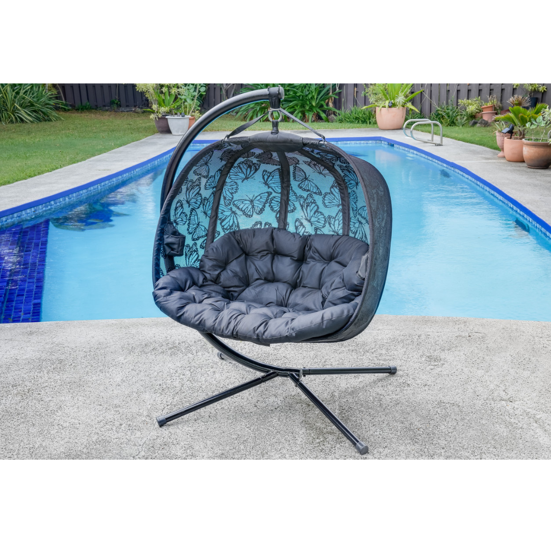 FlowerHouse Hanging Pumpkin Loveseat W/ Stand - Indoor & Outdoor - primehubstore.shop Hanging Chairs