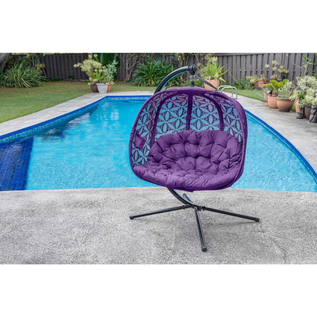 FlowerHouse Hanging Pumpkin Loveseat W/ Stand - Indoor & Outdoor - primehubstore.shop Hanging Chairs