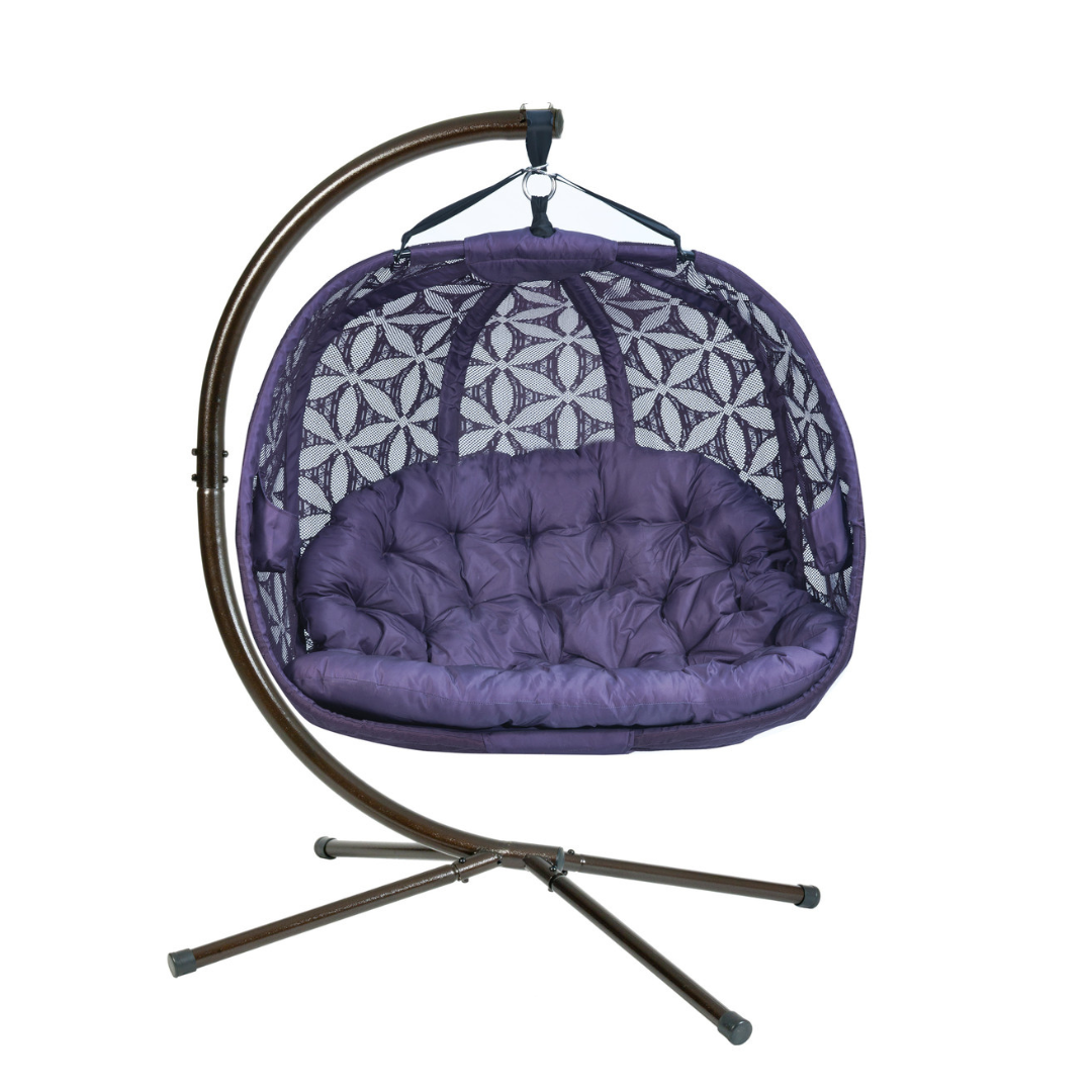 FlowerHouse Hanging Pumpkin Loveseat W/ Stand - Indoor & Outdoor - primehubstore.shop Hanging Chairs
