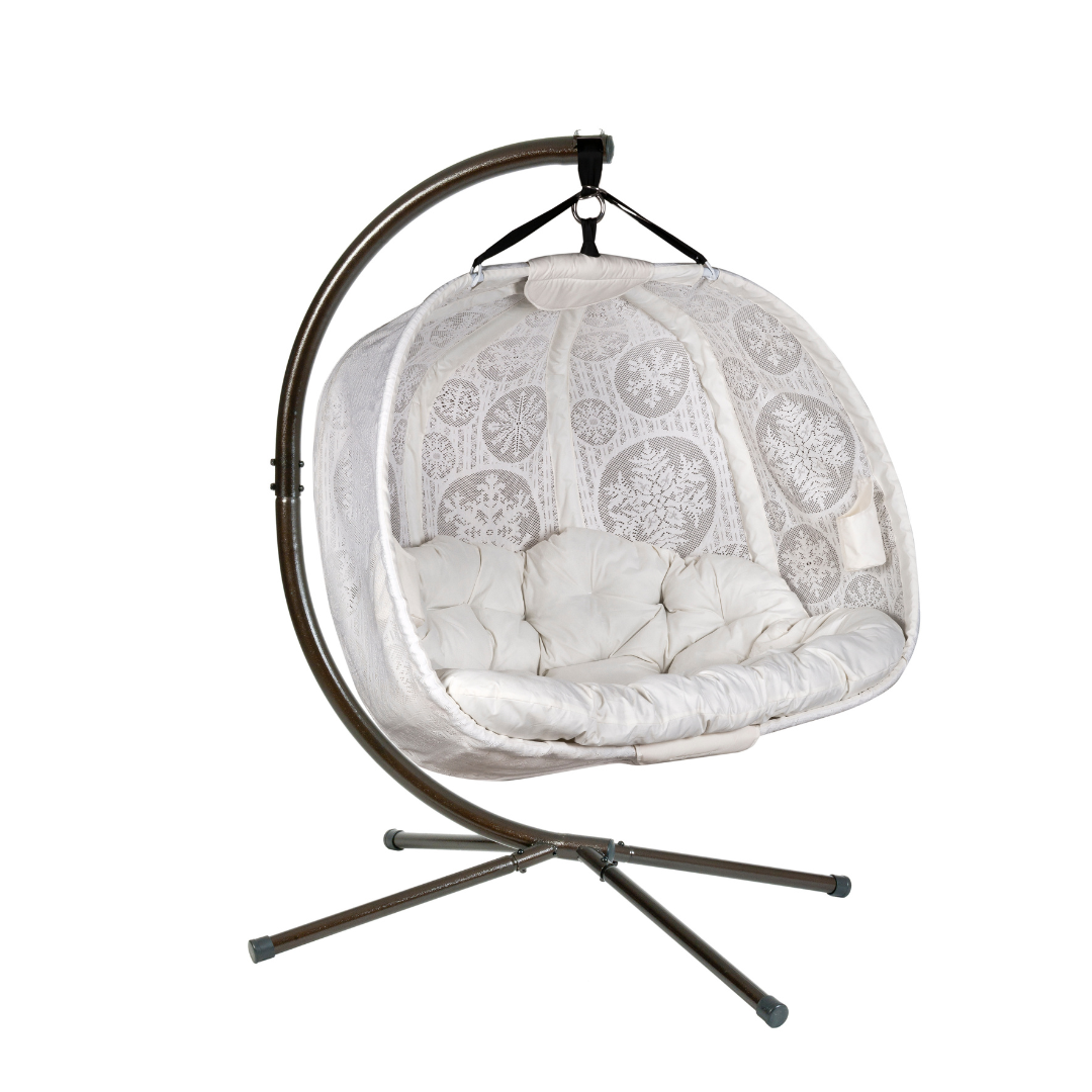 FlowerHouse Hanging Pumpkin Loveseat W/ Stand - Indoor & Outdoor - primehubstore.shop Hanging Chairs