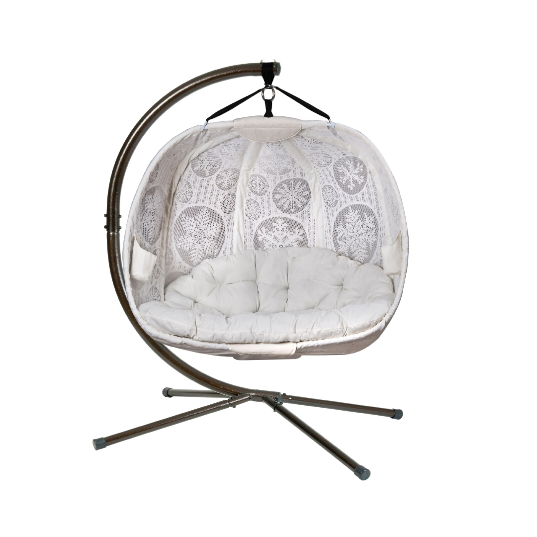 FlowerHouse Hanging Pumpkin Loveseat W/ Stand - Indoor & Outdoor - primehubstore.shop Hanging Chairs