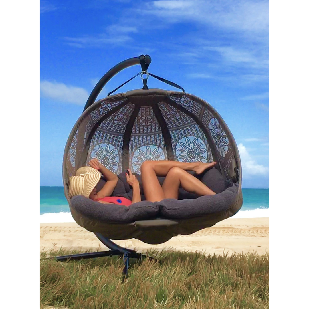 FlowerHouse Hanging Pumpkin Loveseat W/ Stand - Indoor & Outdoor - primehubstore.shop Hanging Chairs