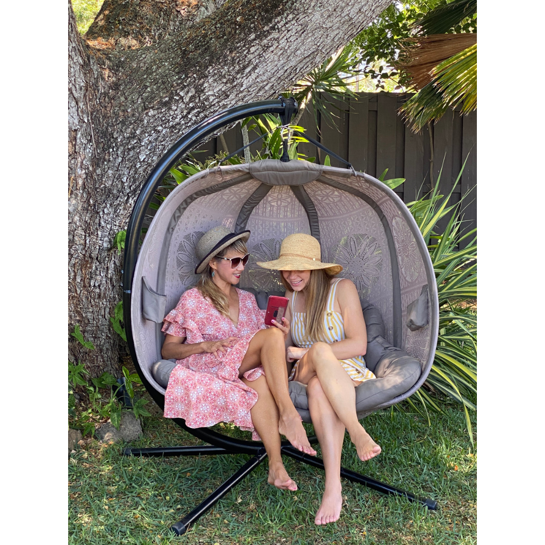 FlowerHouse Hanging Pumpkin Loveseat W/ Stand - Indoor & Outdoor - primehubstore.shop Hanging Chairs