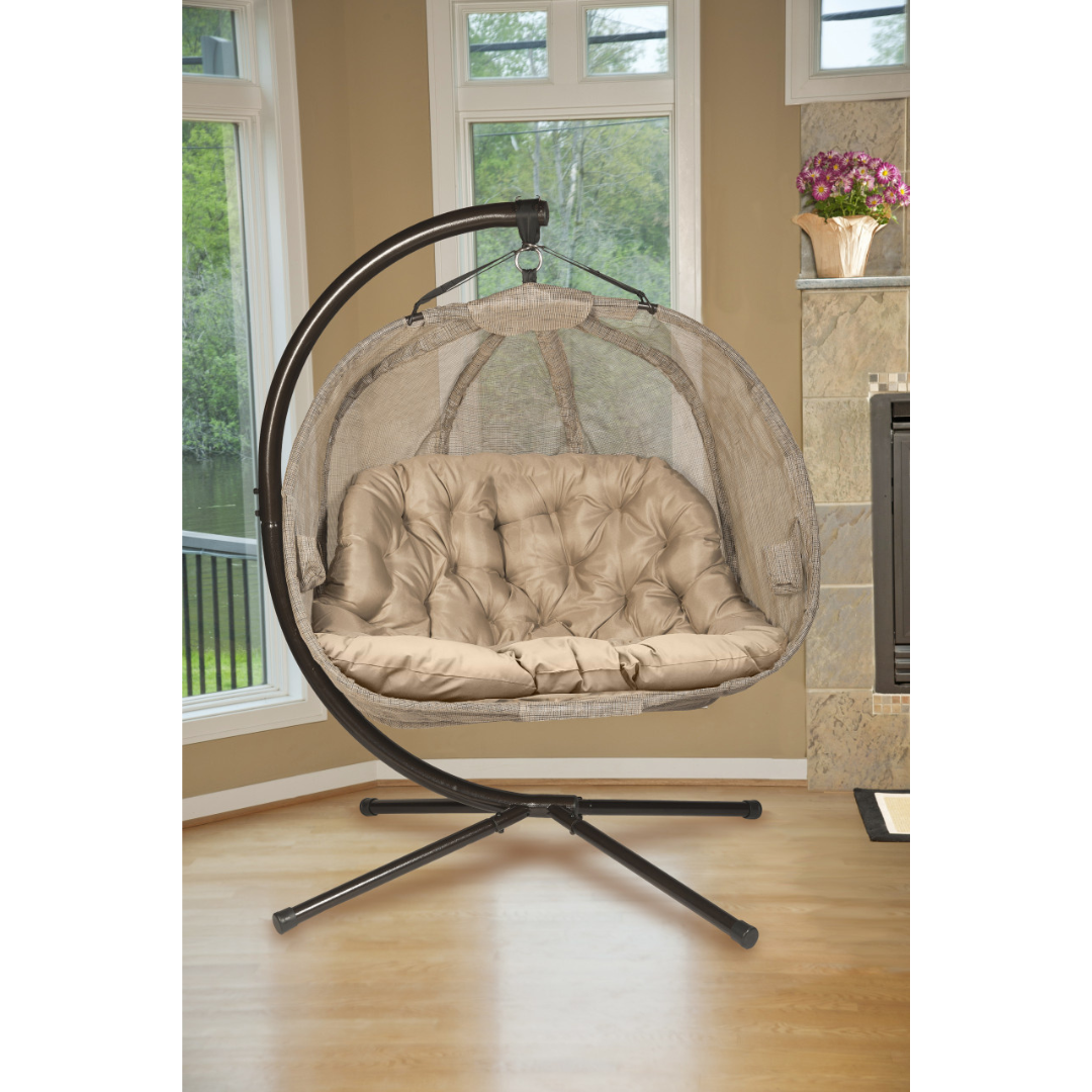 Flower House Hanging Pumpkin Loveseat Chair with Stand - Indoor & Outdoor - primehubstore.shop Hanging Chairs