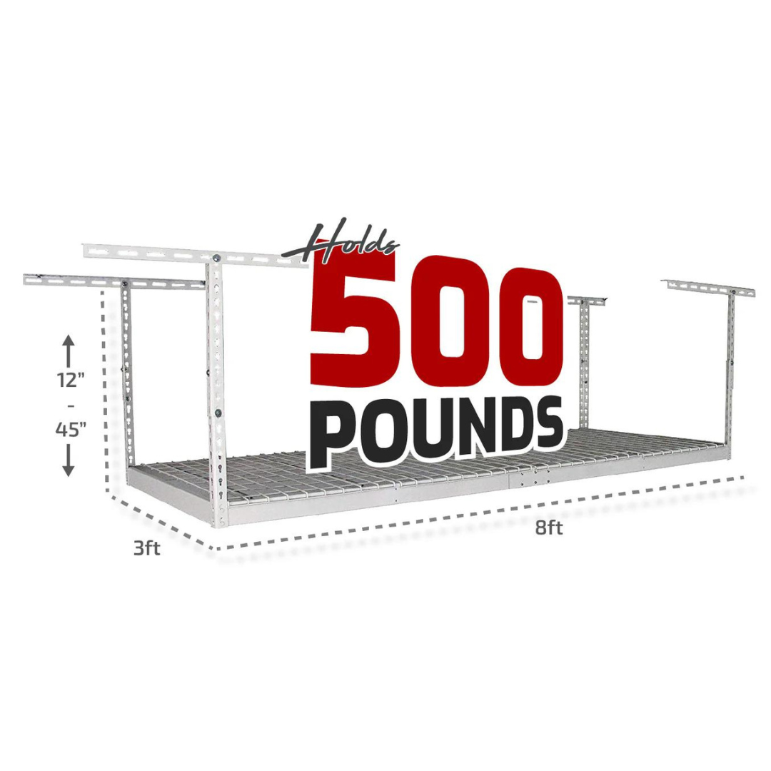 Saferacks – 3x8 Overhead Garage Storage Rack with Hook Set - primehubstore.shop Storage Racks