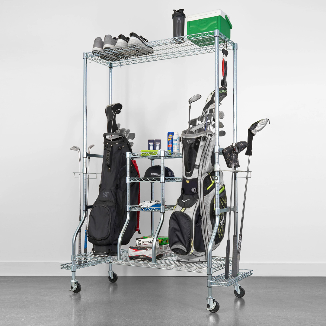 SafeRacks Golf Equipment Organizer & Rolling Storage Rack - primehubstore.shop Golf Storage