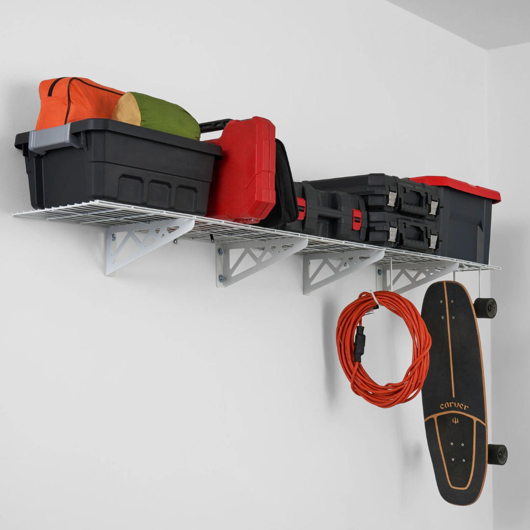 SafeRacks Garage Wall Shelves - 2 Pack Combo Set with 4 Hanging Hooks - primehubstore.shop Wall Shelves