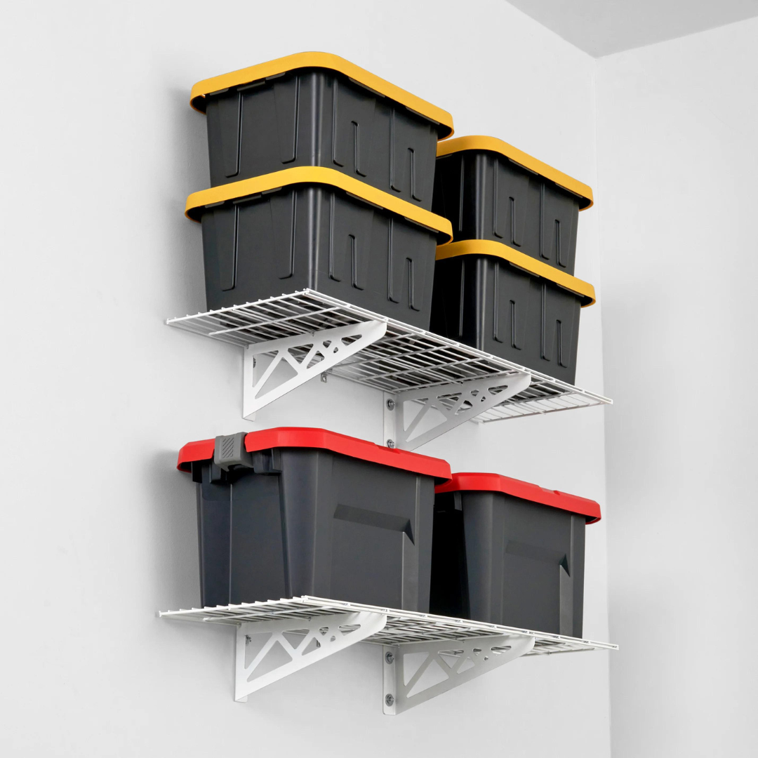 SafeRacks Garage Wall Shelves - 2 Pack Combo Set with 4 Hanging Hooks - primehubstore.shop Wall Shelves