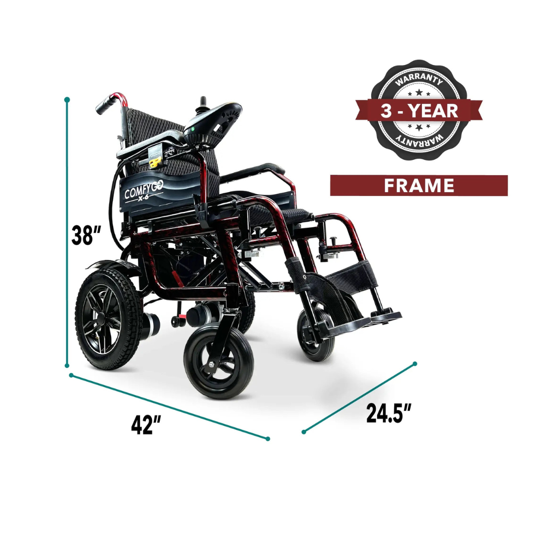 ComfyGo X-6 Lightweight Portable Electric Wheelchair - primehubstore.shop Power Chairs