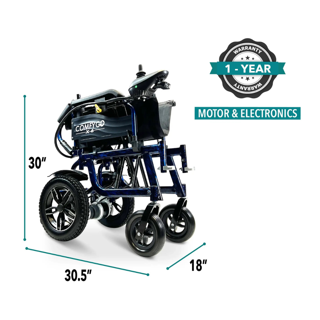 ComfyGo X-6 Lightweight Portable Electric Wheelchair - primehubstore.shop Power Chairs