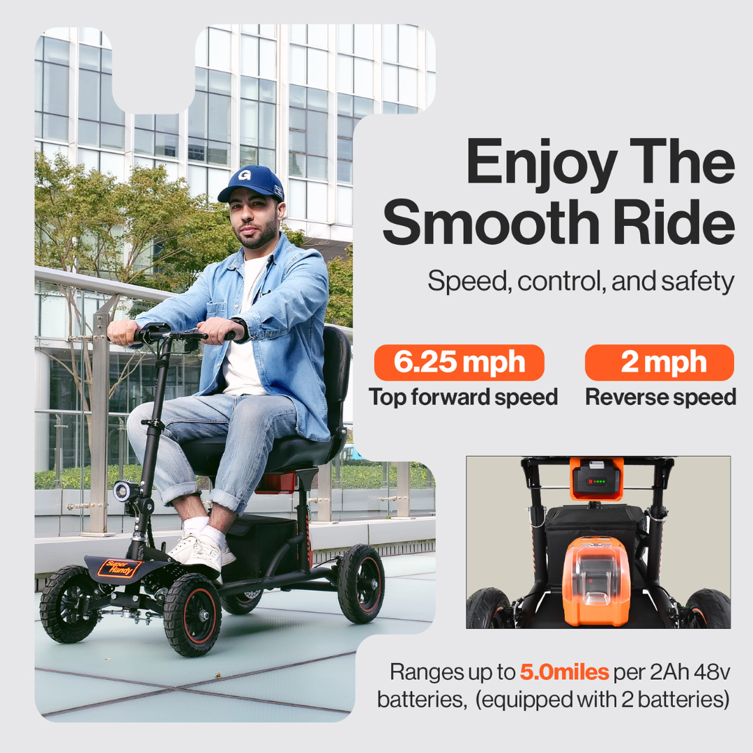 SuperHandy Explorer 4-Wheel Portable Mobility Scooter with Suspension GUT161 - primehubstore.shop Mobility Scooters