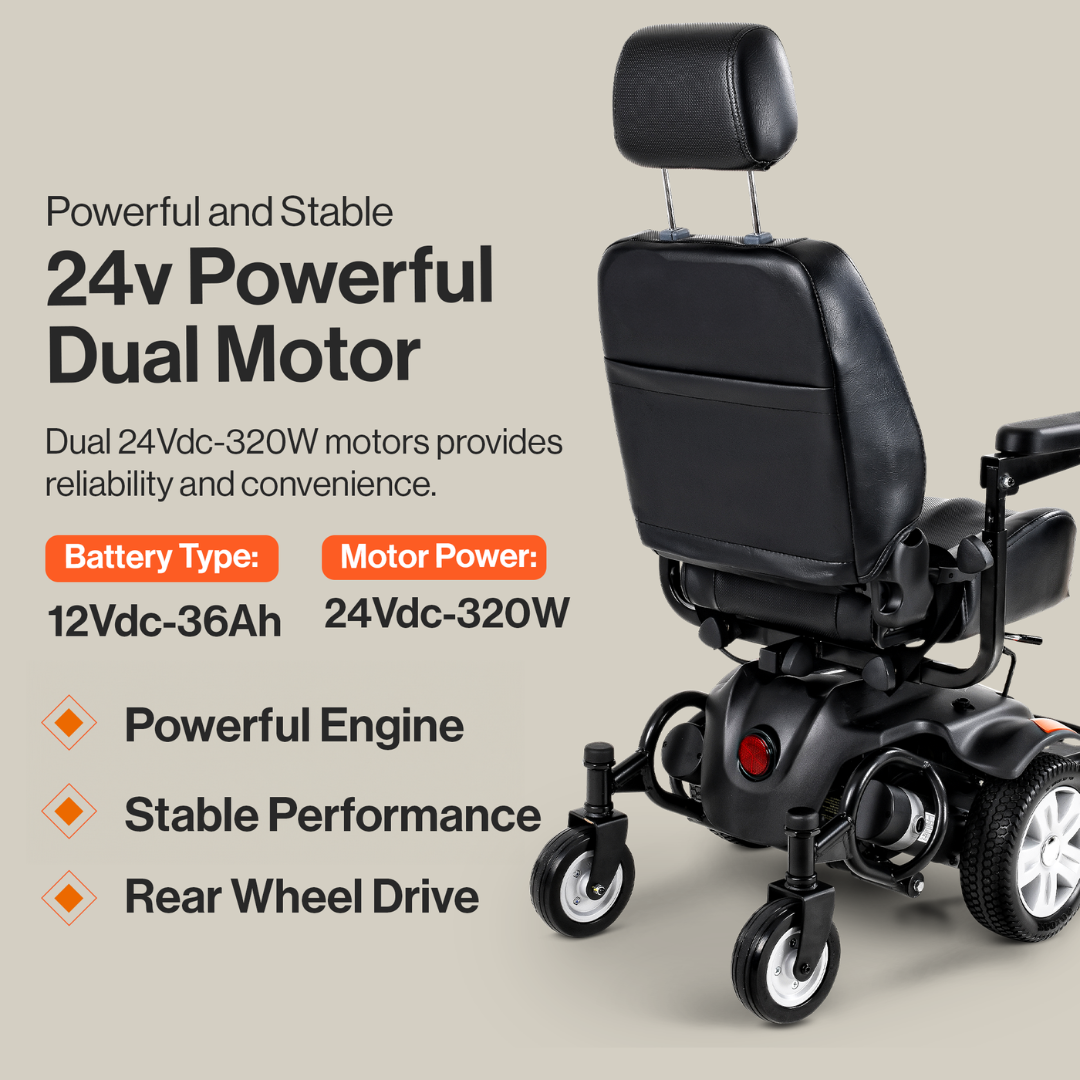 SuperHandy GoRide CRX Power Wheelchair with Reclining Backrest GUT171 - primehubstore.shop Power Chairs