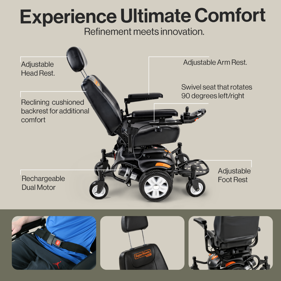 SuperHandy GoRide CRX Power Wheelchair with Reclining Backrest GUT171 - primehubstore.shop Power Chairs
