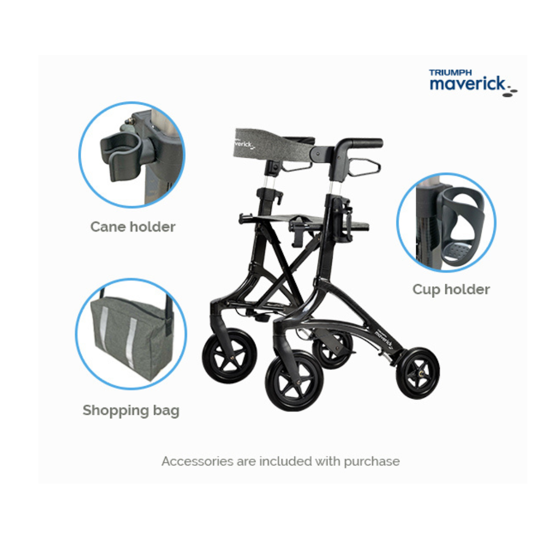 Triumph Mobility Maverick Carbon Fiber Rollator - Only 13.8 lbs - primehubstore.shop Rollators