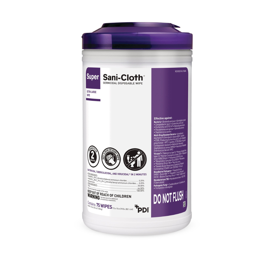 PDI Super Sani-Cloth Germicidal Disposable Wipes - X Large Wipes - primehubstore.shop Disinfectants