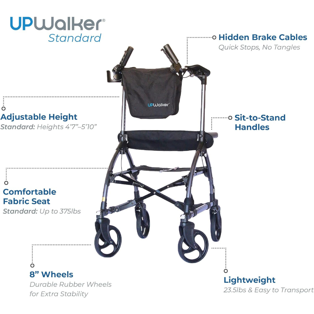 LifeWalker Mobility UPWalker - Innovative Upright Folding Rolling Walker - primehubstore.shop Upright Walkers