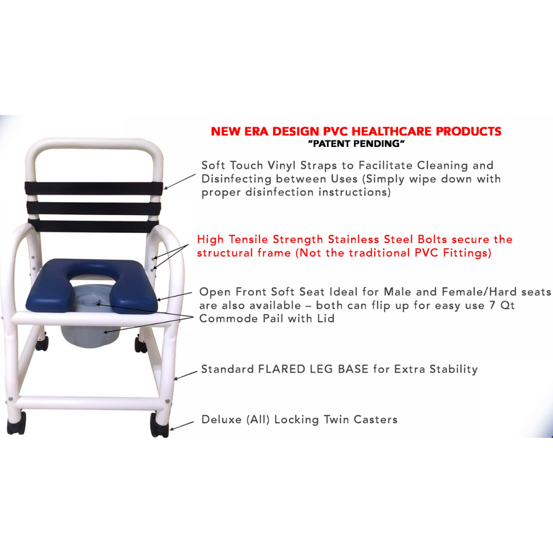 Mor-Medical Deluxe Infection Control Shower Chair Commode with Foot Rest - primehubstore.shop PVC Shower Chairs