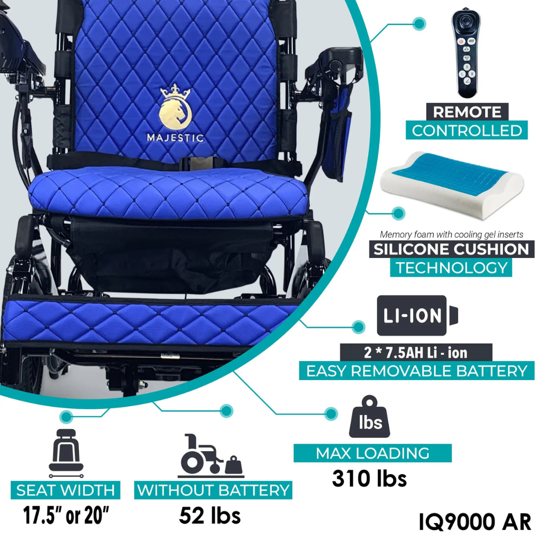 ComfyGo MAJESTIC IQ-9000-AR Auto Recline Remote Controlled Electric Wheelchair - primehubstore.shop Power Chairs