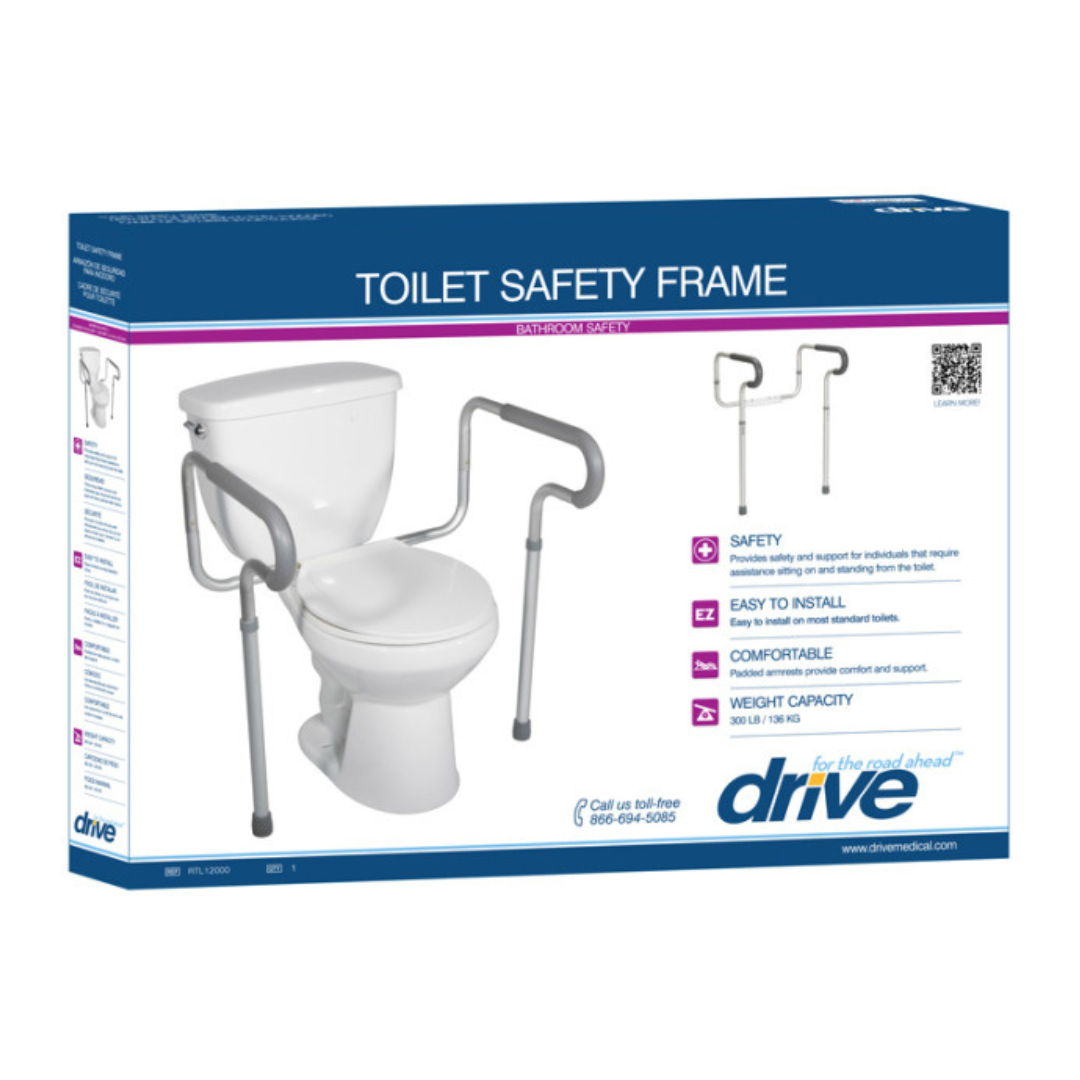 Drive Medical Toilet Safety Frame with Padded Armrests -Open Box - primehubstore.shop Toilet Safety Frames