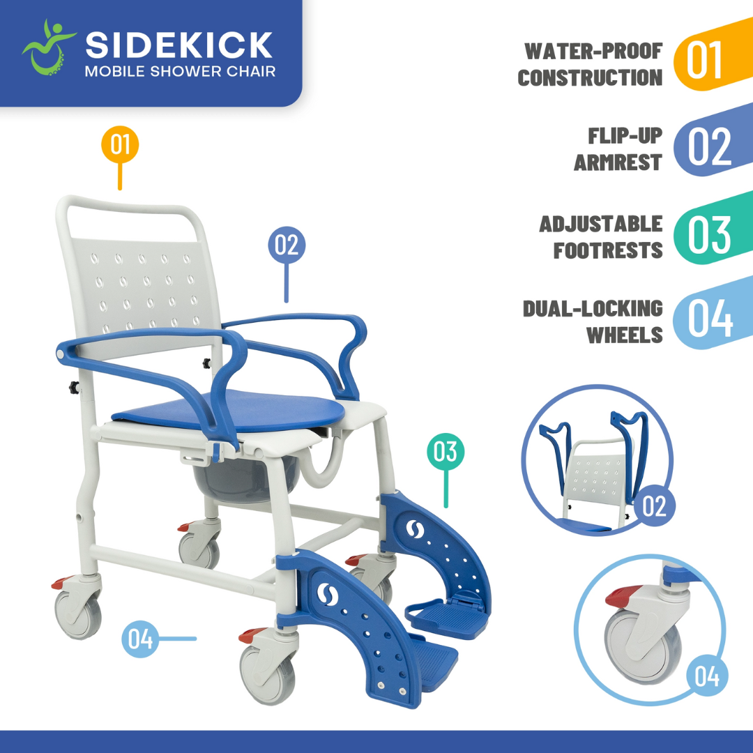 Climbing Steps Sidekick Ultralight Shower Chair with Commode Opening - primehubstore.shop Shower Chairs